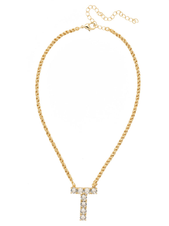 Sorrelli Crystal T Initial Rope Pendant Necklace