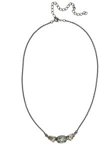 Sorrelli Black Diamond Oval and Pear Tennis Necklace