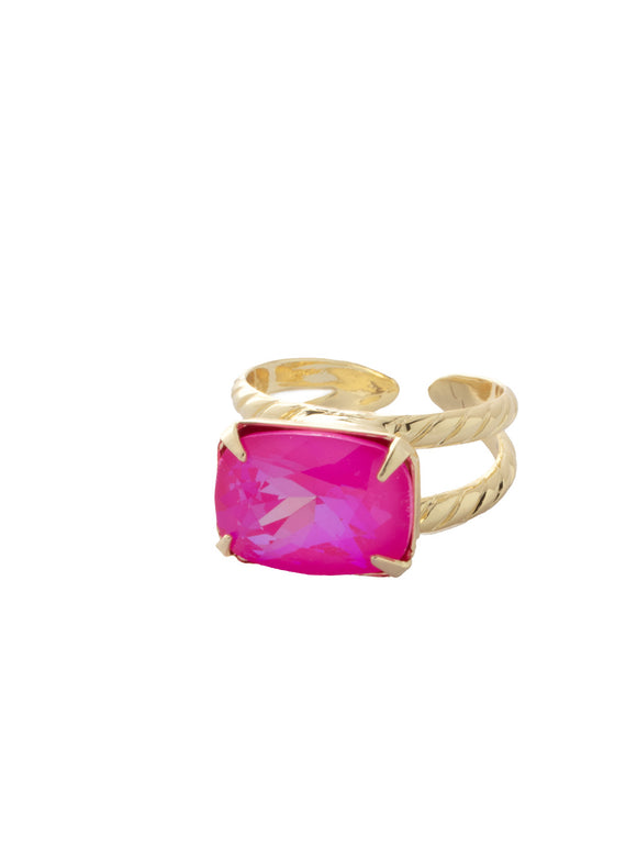 Sorrelli Electric Pink Emerald Cocktail Ring