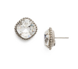 EBX10 Silver Clear-Cushion Cut Solitaire Stud Earring