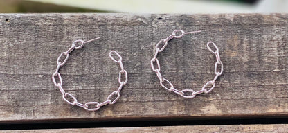 Sterling paper-clip hoop earrings-silver