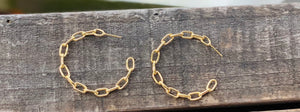 Sterling paper-clip hoop earrings-gold overlay
